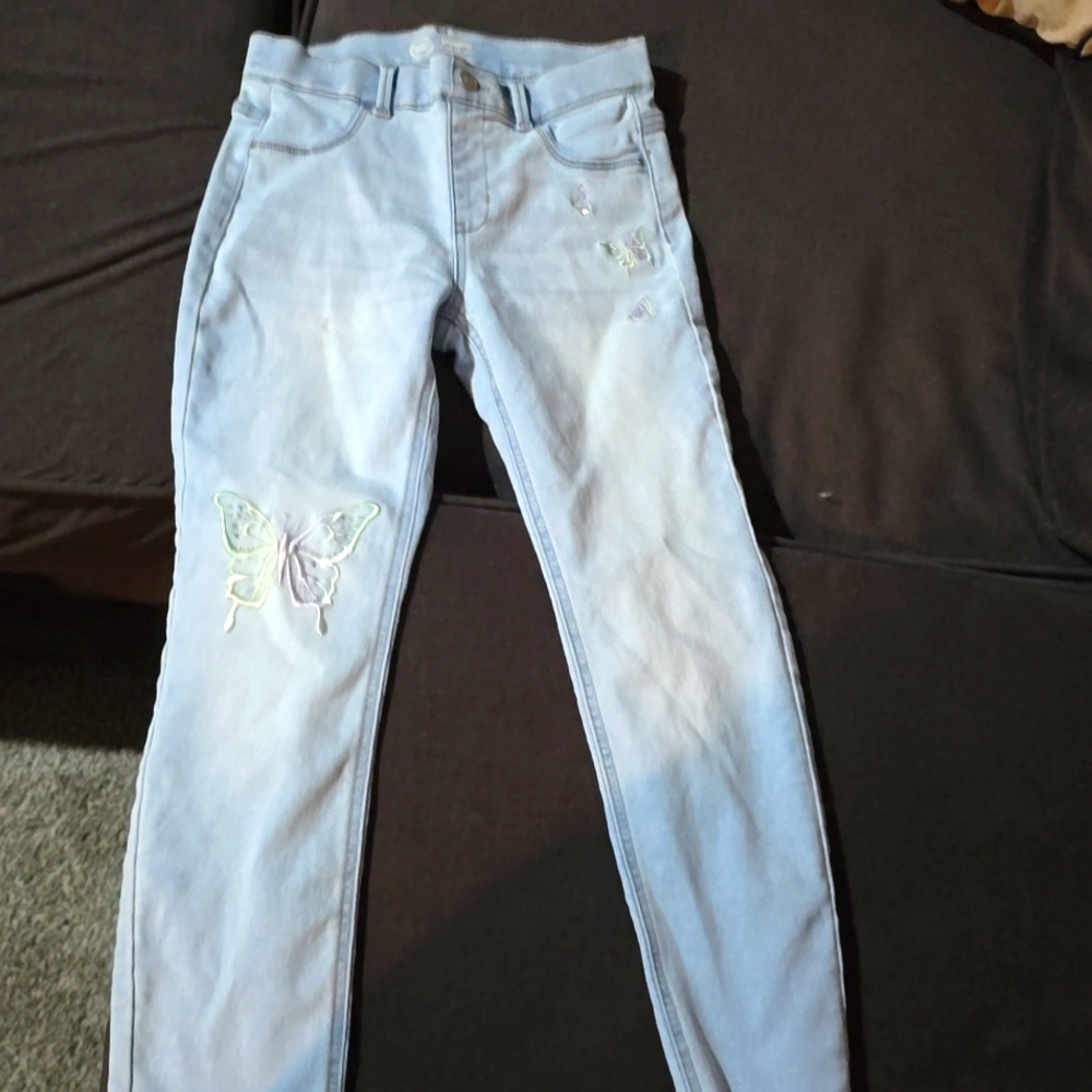 Cropped jeggings butterfly embroidery